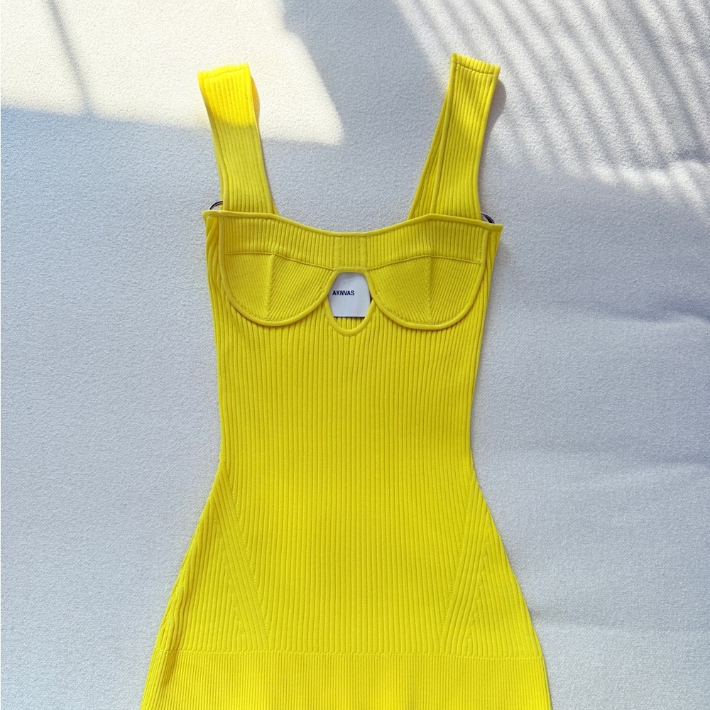 Aknvas Vibrant Yellow Ribbed Bustier Top